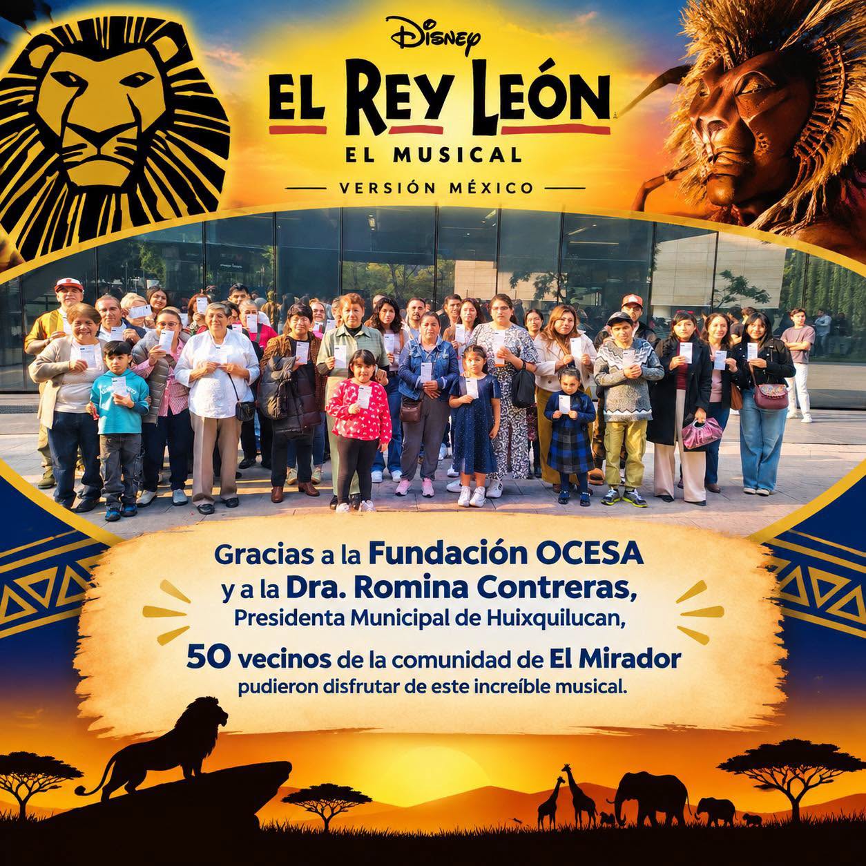 Vecinos de El Mirador disfrutaron del musical El Rey León con apoyo de Fundación OCESA
