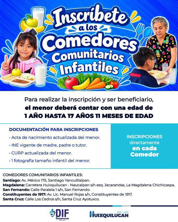 Inscripciones a Comedores Comunitarios Infantiles en Huixquilucan