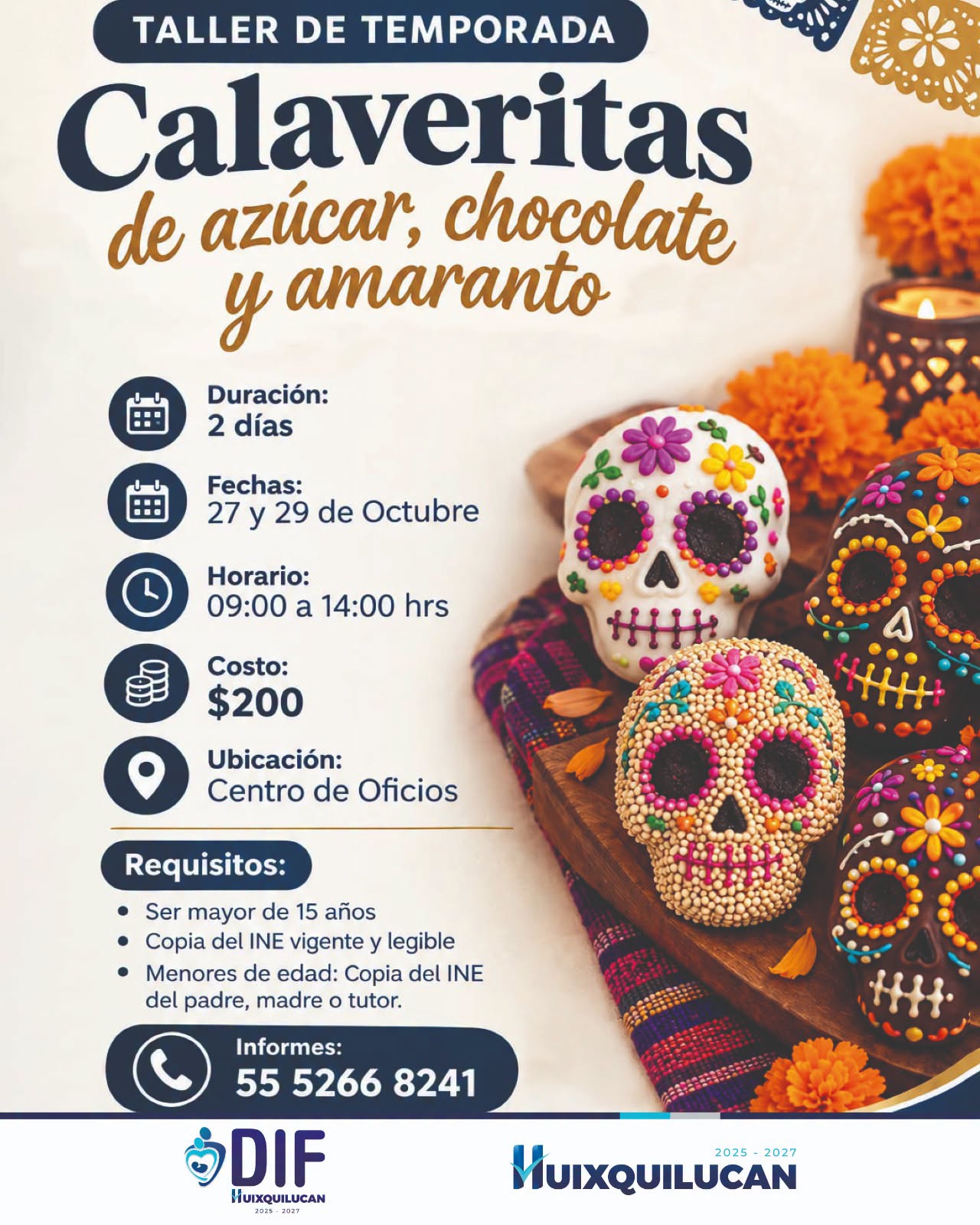 Taller de Calaveritas de Azúcar, Chocolate y Amaranto