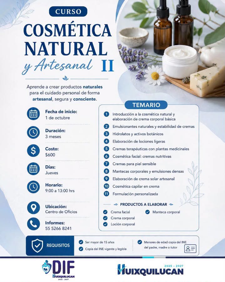 Curso de Cosmética Natural y Artesanal II en Centro de Oficios