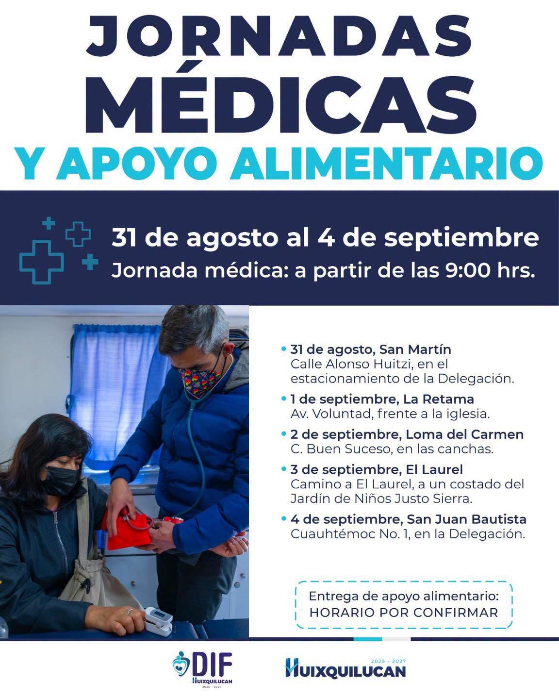 Calendario de Jornadas Médicas y Apoyo Alimentario en comunidades