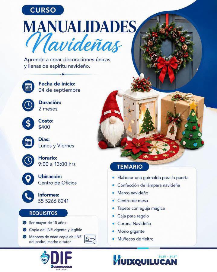 Inscripciones abiertas a cursos del Centro de Oficios DIF Huixquilucan