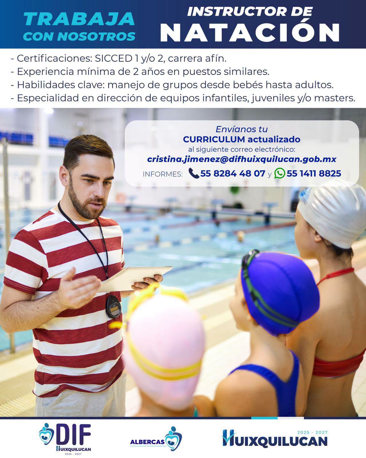 Convocatoria para Instructor(a) de Natación en Albercas DIF Huixquilucan