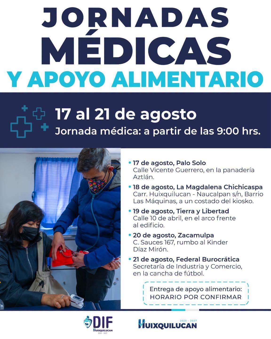 Publicación del calendario de Jornadas Médicas y de Apoyo Alimentario